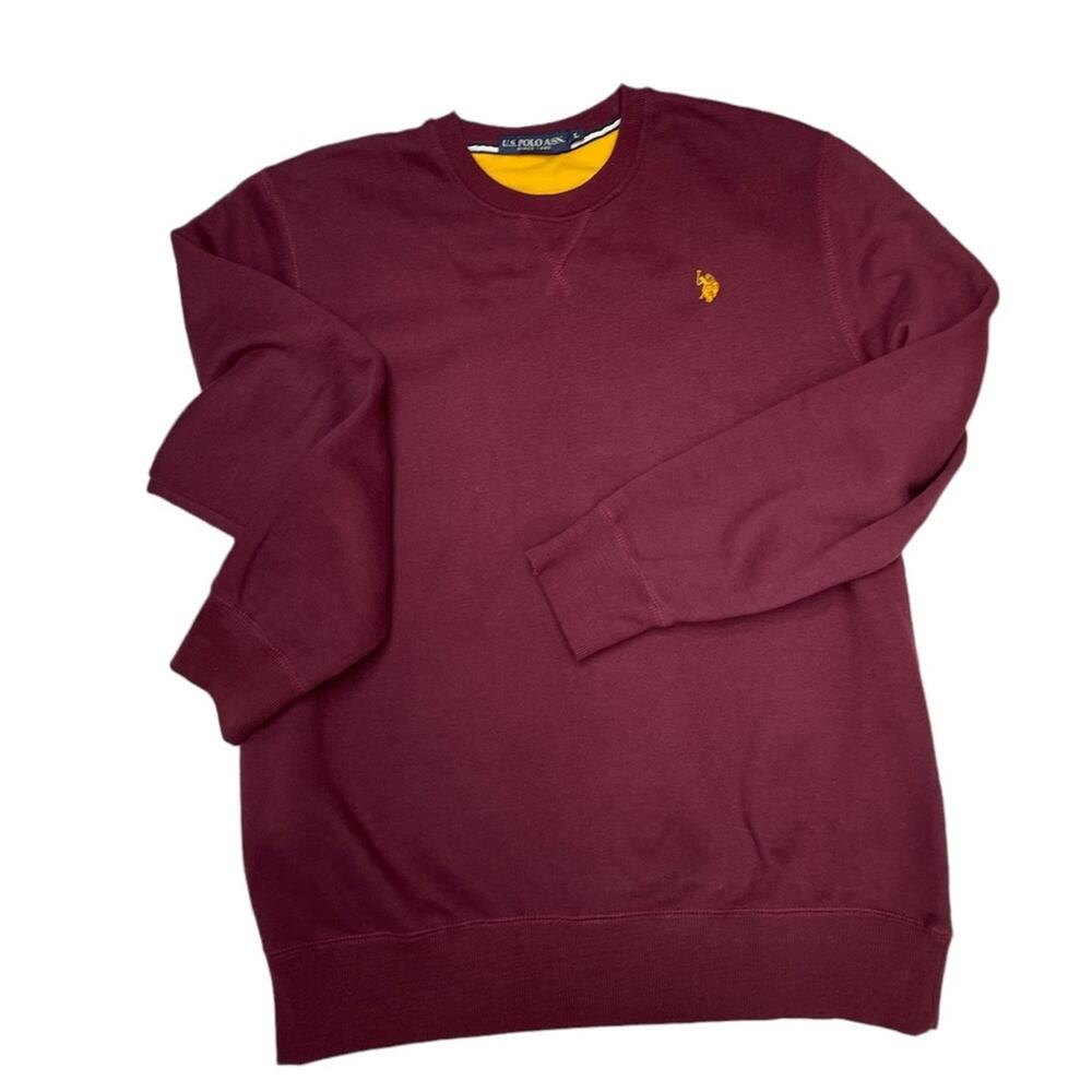 US Polo Assn Maroon long sleeve crewneck cotton logo sweatshirt size large